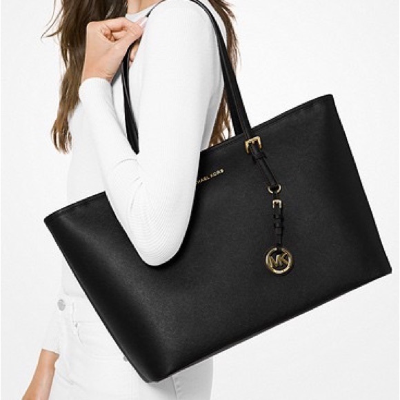 Michael Kors Bags Mk Jet Set Medium Saffiano Leather Topzip Tote